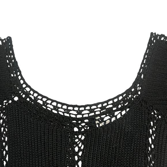 Hugo Buscati Black Crochet Knit Form-Fitting Dress Boho Festival Whimsygoth 90s - Picture 3 of 9